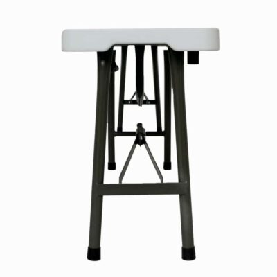 Set masa pliabila 4 persoane din otel cu HDPE 180x70x74 cm + doua banci pliabile din otel si HDPE 183x28x43cm, MESTERINO FURNITURE KJC2061-SET, culoare alba (copiază) - Mobilier de gradina