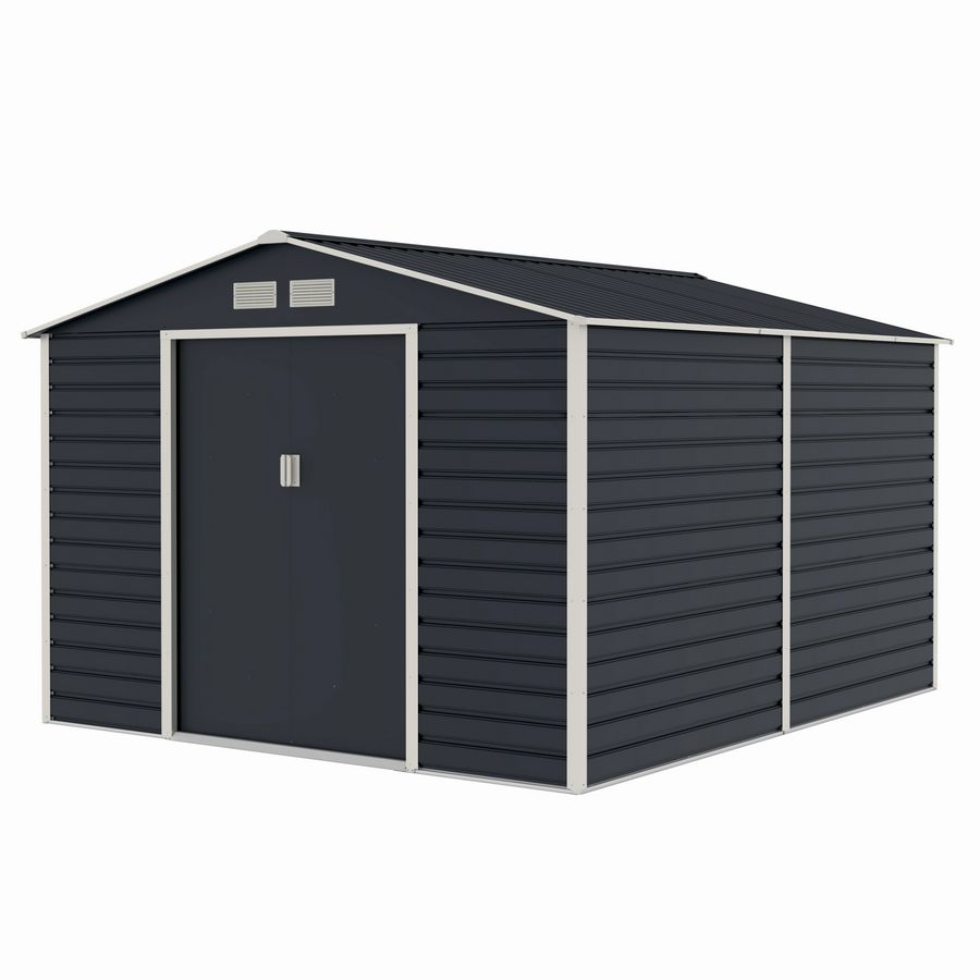 Casuta / magazie de gradina metalica MESTERINO Evan-E, gri/bej, 277x322x200 cm, cu usi culisante, baza metalica CADOU – Mobilier de gradina Casuta / magazie de gradina metalica MESTERINO Evan-E, gri/bej, 277x322x200 cm, cu usi culisante, baza metalica CADOU - Mobilier de gradina