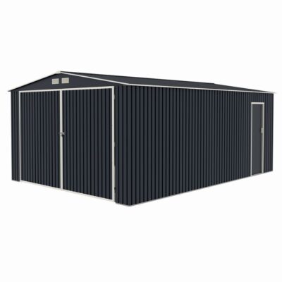 Garaj / depozit metalic MESTERINO S1004-C, gri/bej, 380x540x232 cm, cu usa dubla