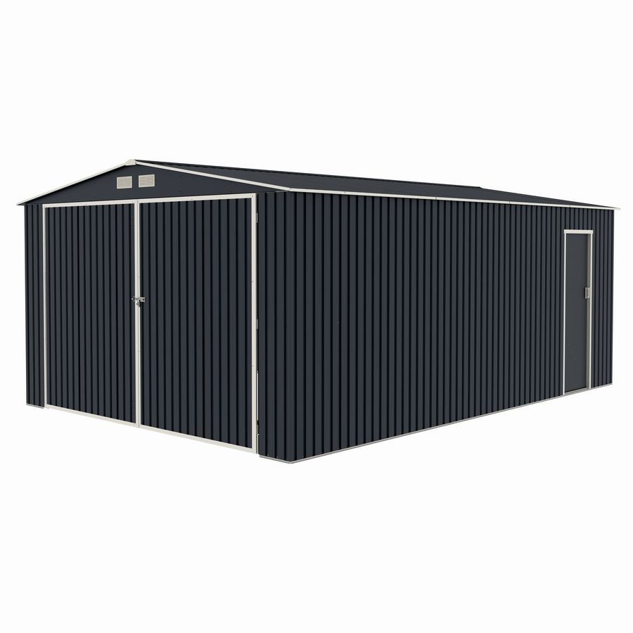 Garaj / depozit metalic MESTERINO S1004-C, gri/bej, 380x540x232 cm, cu usa dubla – Mobilier de gradina Garaj / depozit metalic MESTERINO S1004-C, gri/bej, 380x540x232 cm, cu usa dubla - Mobilier de gradina