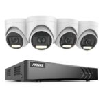 Sistem performant de supraveghere video ANNKE DW81KN+CR1CW*4, DVR 8 canale Hibrid, 4 camere tip Turret interior/exterior 5MP, Ultra HD/2k+, lumina duala IR si alba, vedere nocturna, audio, rezistent la intemperii - In lucru