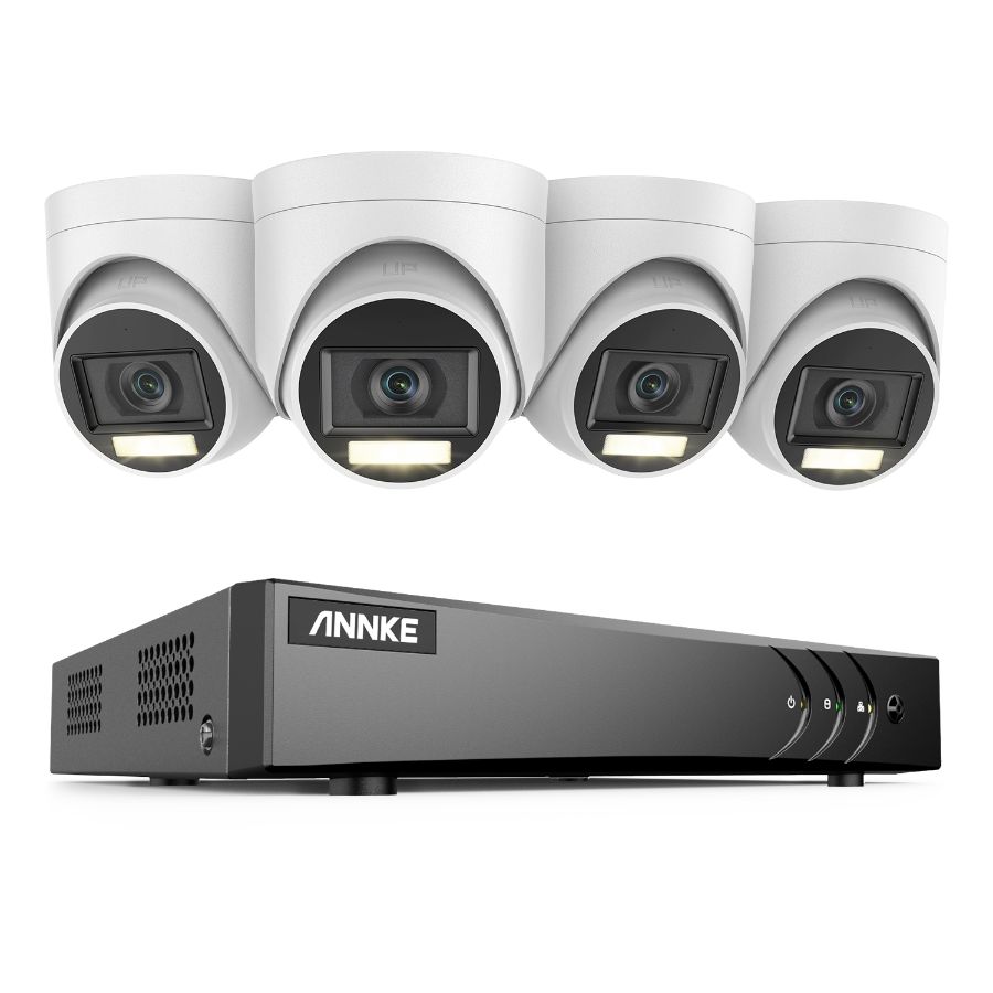 Sistem performant de supraveghere video ANNKE DW81KN+CR1CW*4, DVR 8 canale Hibrid, 4 camere tip Turret interior/exterior 5MP, Ultra HD/2k+, lumina duala IR si alba, vedere nocturna, audio, rezistent la intemperii – In lucru Sistem performant de supraveghere video ANNKE DW81KN+CR1CW*4, DVR 8 canale Hibrid, 4 camere tip Turret interior/exterior 5MP, Ultra HD/2k+, lumina duala IR si alba, vedere nocturna, audio, rezistent la intemperii - In lucru