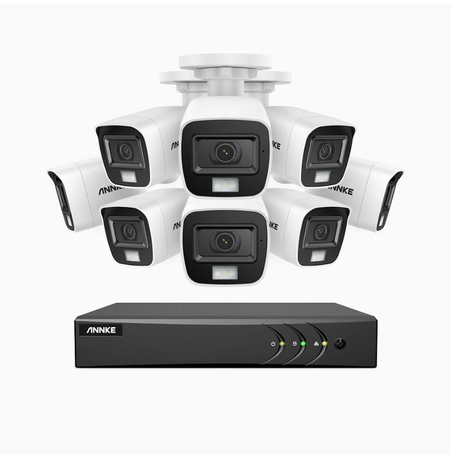 Sistem performant de supraveghere video ANNKE DW81KN+CR1CV*8, DVR 8 canale hibrid, 8 camere tip Bullet interior/exterior, 5MP, Ultra HD/2k+, lumina duala IR si alba, vedere nocturna, audio, rezistent la intemperii – In lucru Sistem performant de supraveghere video ANNKE DW81KN+CR1CV*8, DVR 8 canale hibrid, 8 camere tip Bullet interior/exterior, 5MP, Ultra HD/2k+, lumina duala IR si alba, vedere nocturna, audio, rezistent la intemperii - In lucru