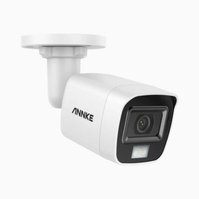 Sistem performant de supraveghere video ANNKE DW81KN+CR1CV*8, DVR 8 canale hibrid, 8 camere tip Bullet interior/exterior, 5MP, Ultra HD/2k+, lumina duala IR si alba, vedere nocturna, audio, rezistent la intemperii - In lucru