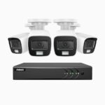 Sistem performant de supraveghere video ANNKE DW81KN+CR1CV*4, DVR 8 canale Hibrid, 4 camere tip Bullet interior/exterior 5MP, Ultra HD/2k+, lumina duala IR si alba, vedere nocturna, audio, rezistent la intemperii - In lucru