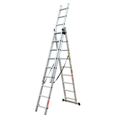 Scara combinata din aluminiu 3X9 trepte MESTERINO TOOLS MTJL207-3X9, 5.93 metri, greutate maxima 150 kg - SimpleTools