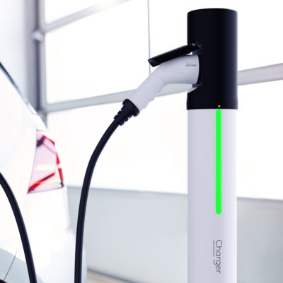 Statie incarcare electrica auto ASTREEA SmartCharger ACS1121, self standing, 1 priza, 22 kw, cablu spiralat inclus, versiunea 4