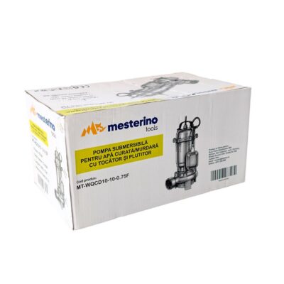 Pompa submersibila pentru apa curata/murdara cu tocator si plutitor MESTERINO TOOLS MT-WQCD10-10-0.75F, 750W, debit maxim 10 m3/h, adancime maxima 5 m, cablu 10 m - SimpleTools