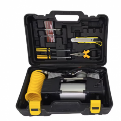Compresor auto 12V PREMIUM 2 CILINDRII, 7 ACCESORII, LANTERNA SI TRUSA, LIDER - SimpleTools