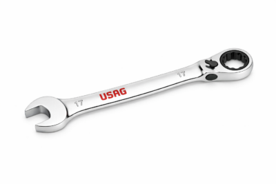 Cheie combinata cu clichet reversibil și inel de blocare, 17 mm USAG