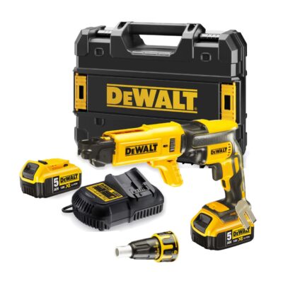 Masina de insurubat pentru gips-carton DeWalt, DCF620P2K, 2 acumulatori XR Li-ION 18 V 5.0 Ah, motor fara perii, magazie de suruburi, limitator de adancime, valiza pentru transport - Masini de gaurit si insurubat cu acumulator