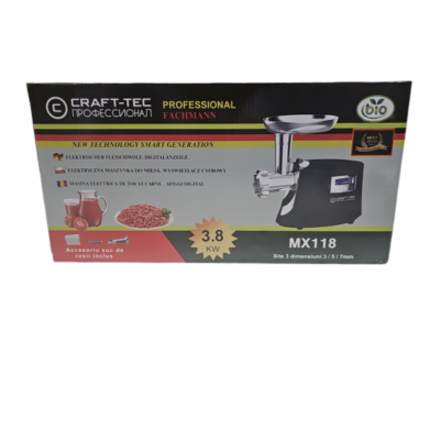 Masina de tocat carne electrica cu afisaj digital , Negru , Craft-Tec , New Generation MX118 - SimpleTools