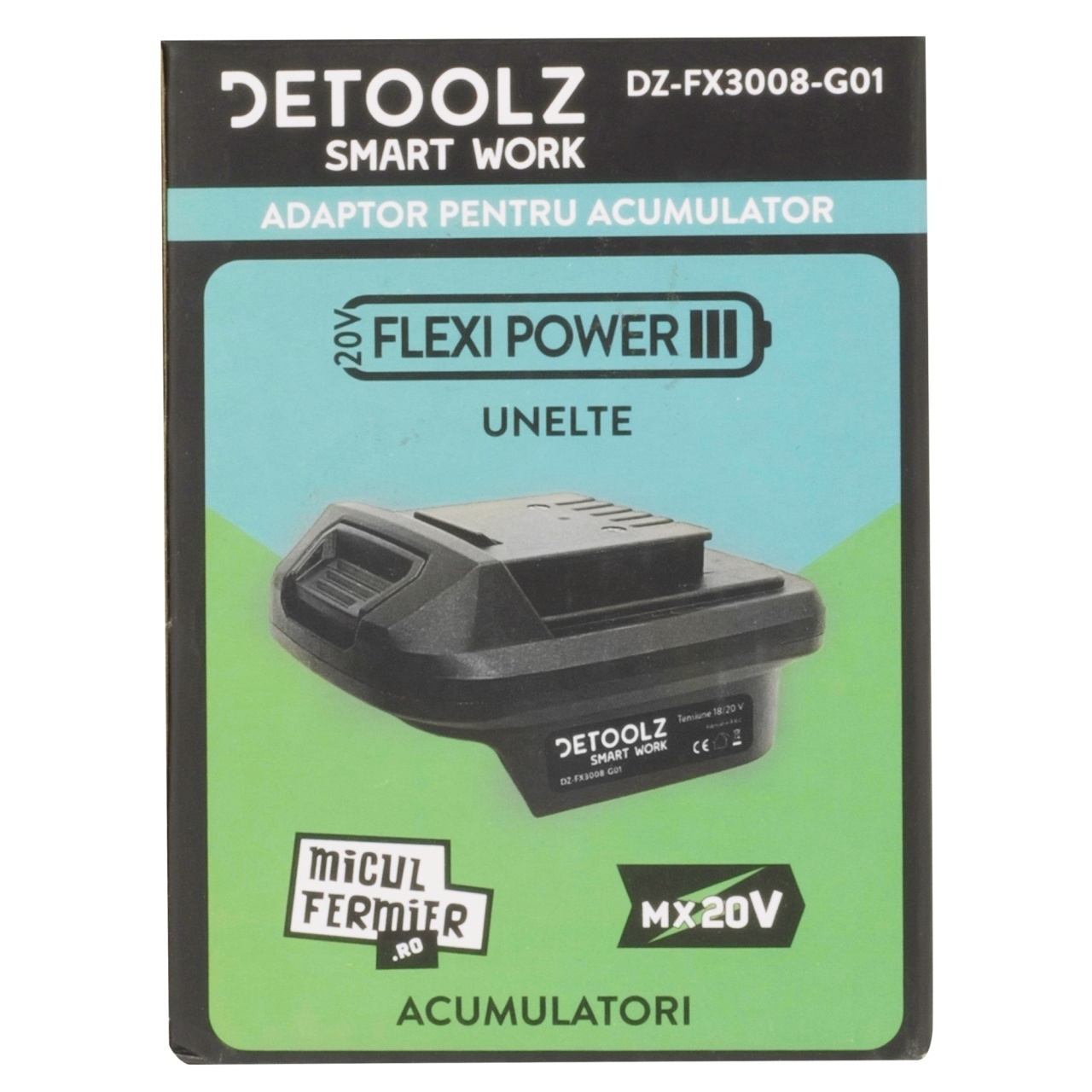 Adaptor Detoolz utilizare acumulator Micul Fermier (compatibil Makita LXT) – echipamente FlexiPower – In lucru Adaptor Detoolz utilizare acumulator Micul Fermier (compatibil Makita LXT) - echipamente FlexiPower - In lucru