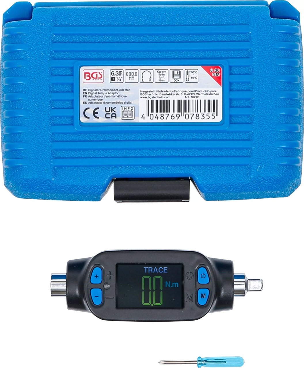 Adaptor dinamometric digital, 1/4″, 6 – 30 Nm, BGS 70212 – Clicheti si chei dinamometrice Adaptor dinamometric digital, 1/4", 6 - 30 Nm, BGS 70212 - Clicheti si chei dinamometrice
