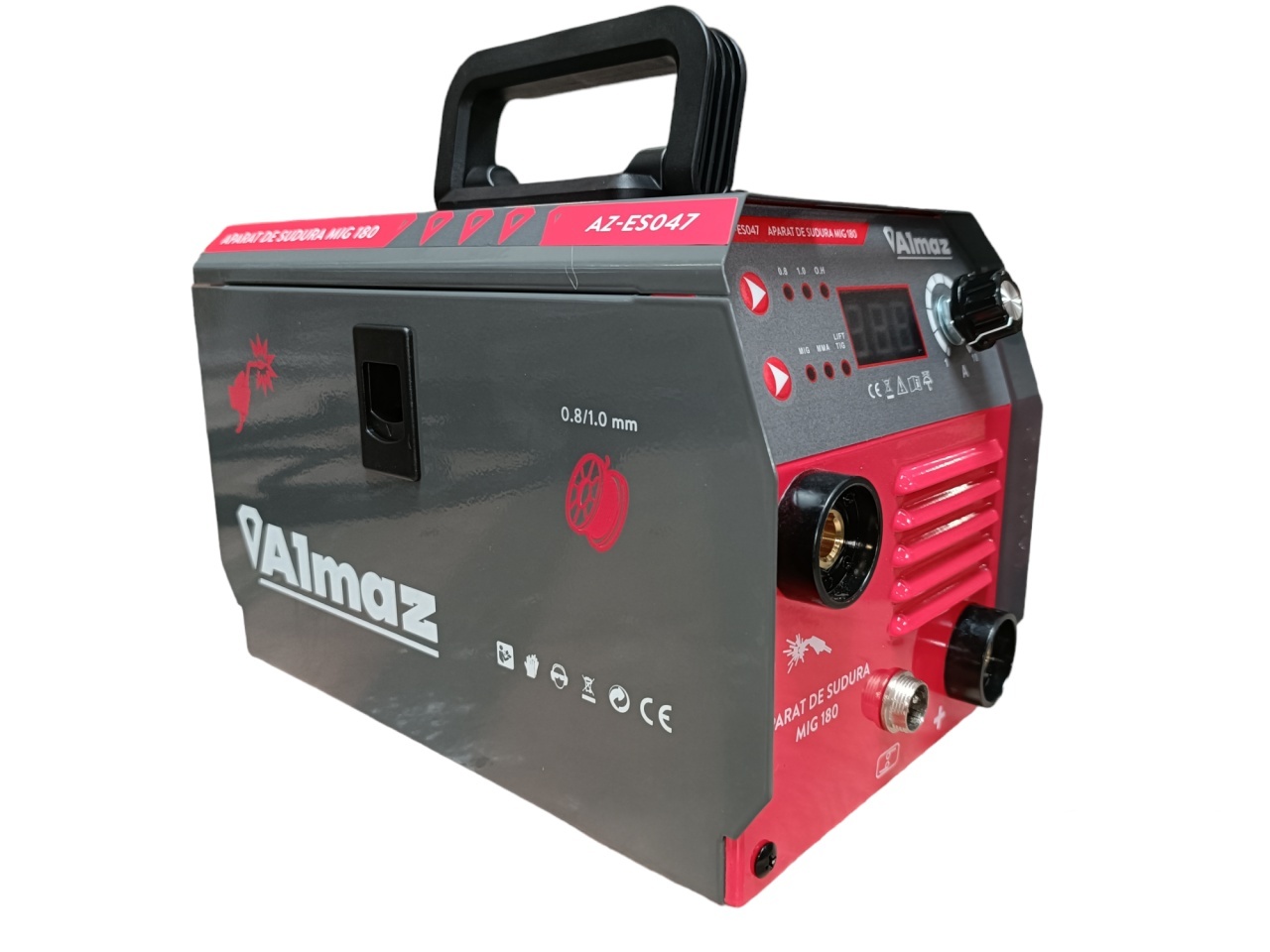 Aparat sudura Almaz, MMA+LiftTIG+FCAW(doar sudura sarma flux), intensitate maxima 180A, afisaj digital – In lucru Aparat sudura Almaz, MMA+LiftTIG+FCAW(doar sudura sarma flux), intensitate maxima 180A, afisaj digital - In lucru