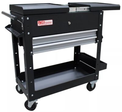 Banc de lucru cu spatiu de depozitare lateral cu blat extensibil, dimensiuni 875 x 370 x 840mm, BGS 4105