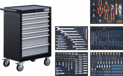 Banc de scule mobil cu 7 sertare echipat, 246 piese, BGS 6060
