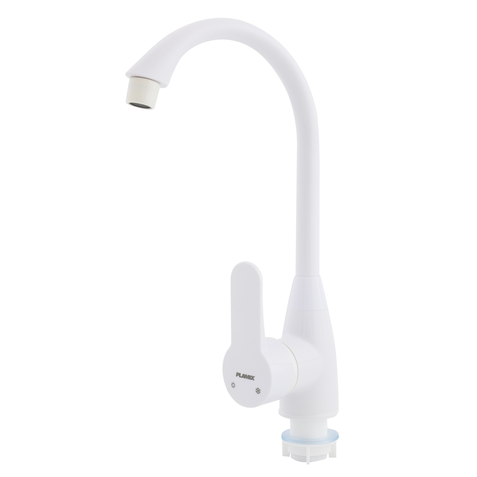 Baterie bucatarie din plastic PLAMIX Mario-011 White – In lucru Baterie bucatarie din plastic PLAMIX Mario-011 White - In lucru