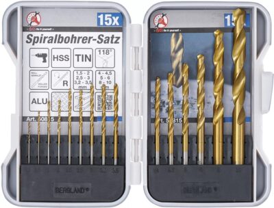 BGS 50815 Set burghie spiralate HSS titan-nitrurat 1, 5 - 10 mm, 15 piese