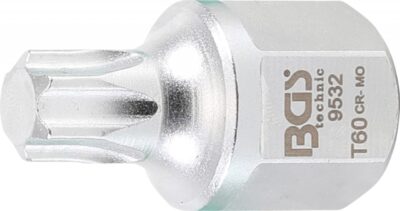 Bit Torx T60 pentru slabit curele de accesorii poly-v VAG 6 cylinder TDI common rail, antrenare 1/2" / Hexagon exterior 22 mm, BGS 9532