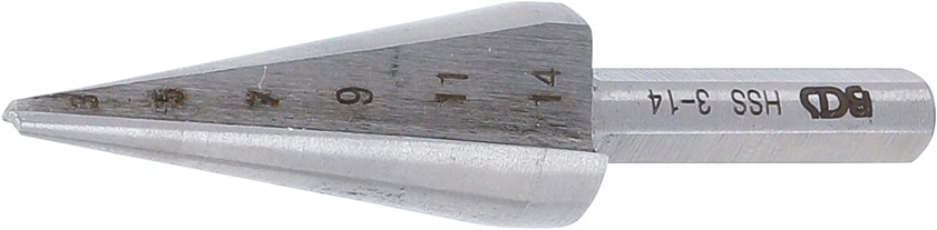 Burghiu conic de calitate superioara pentru tabla, Marimea 1, 3 – 14 mm, BGS 1620 – Discuri/Burghie/Perii si Freze pentru METAL Burghiu conic de calitate superioara pentru tabla, Marimea 1, 3 - 14 mm, BGS 1620 - Discuri/Burghie/Perii si Freze pentru METAL