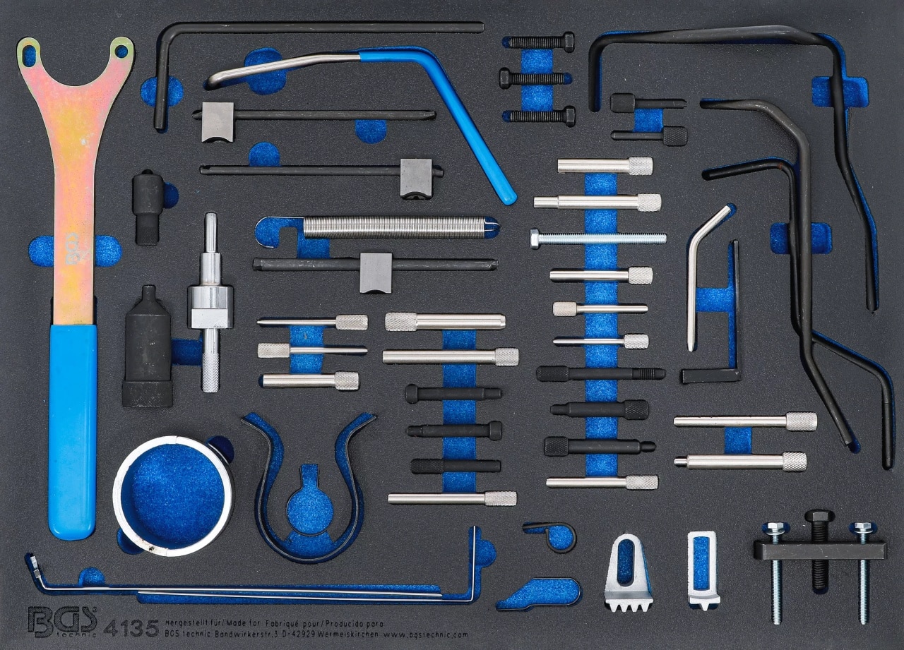 Cale distributie pentru motoare Fiat, Ford, Citroen, Peugeot Echipare sertar 44988 pentru dulap de scule cu 7 sertare, BGS 4135 – Blocaj distributie Cale distributie pentru motoare Fiat, Ford, Citroen, Peugeot Echipare sertar 44988 pentru dulap de scule cu 7 sertare, BGS 4135 - Blocaj distributie