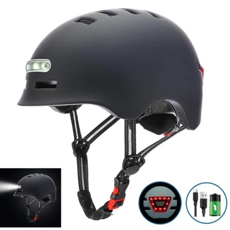 casca-protectie-cu-lumini-incorporate~100193652 Casca de Trotineta/Bicicleta Neagra – Lumini Led Spate - imagine 1