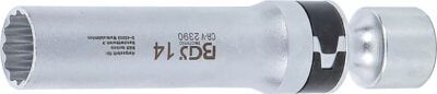 Cheie pentru bujii 14mm articulata in 12 colturi, antrenare 3/8", lungime 10 mm, BGS 2390