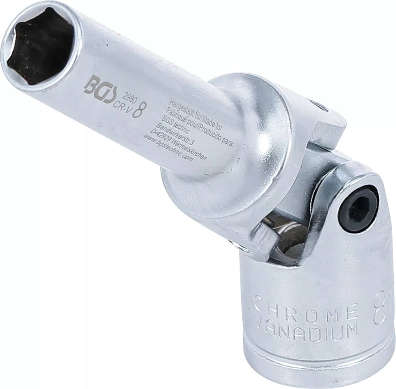 Cheie tubulara 8 mm articulata pentru bujii incandescente, actionare 10 mm (3/8″), BGS 2980 – Motor Cheie tubulara 8 mm articulata pentru bujii incandescente, actionare 10 mm (3/8"), BGS 2980 - Motor