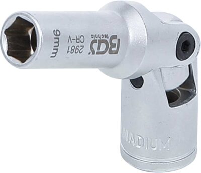 Cheie tubulara 9 mm articulata pentru bujii incandescente, actionare 10 mm (3/8"), BGS 2981