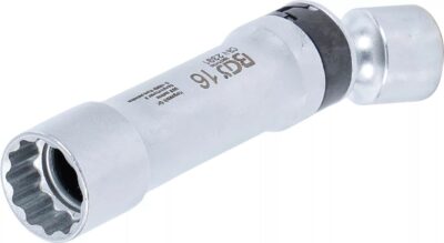 Cheie tubulara de bujii 16mm articulata in 12 colturi cu arc interior pentru fixarea bujiei, BGS 2391