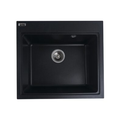 Chiuvetă din compozit de granit pentru bucătărie ELEFANT PREMIUM 5852 VESTA Negru metalic 580 x 518 mm