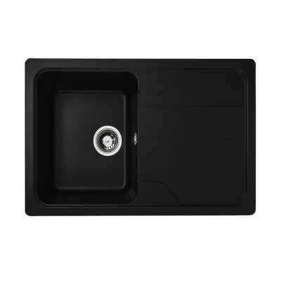 Chiuvetă din compozit de granit pentru bucătărie ELEFANT PREMIUM 7850 VERONA Negru 775 x 495 mm