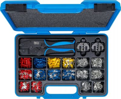 Cleste de sertizat papuci pentru cabluri electrice + conectori 1000-piese, BGS 1411