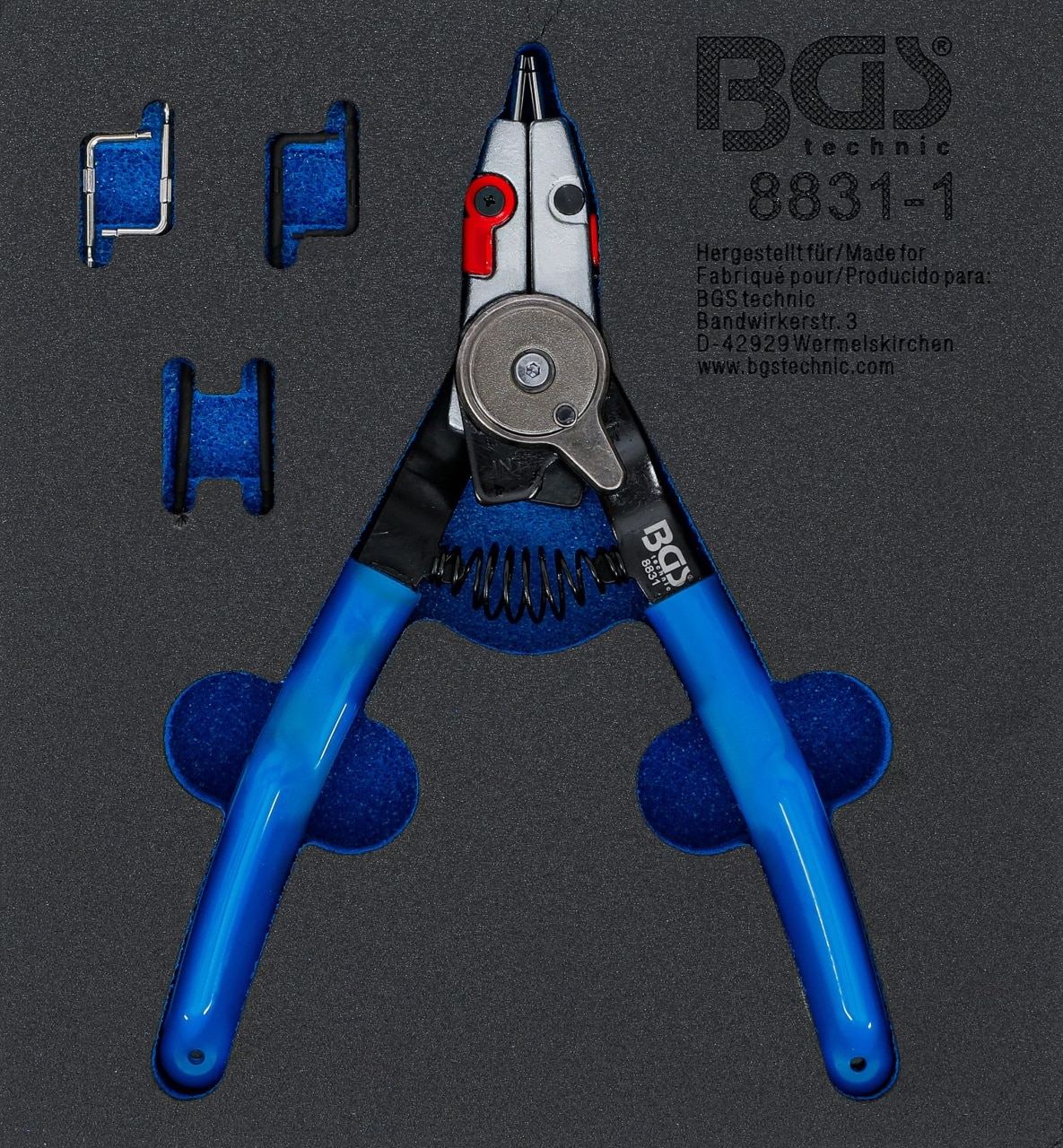 Cleste de sigurante de interior si de exterior cu 4 perechi varfuri de schimb, lungime 180 mm, BGS 8831-1 – Clesti/Patenti si Foarfeci Cleste de sigurante de interior si de exterior cu 4 perechi varfuri de schimb, lungime 180 mm, BGS 8831-1 - Clesti/Patenti si Foarfeci