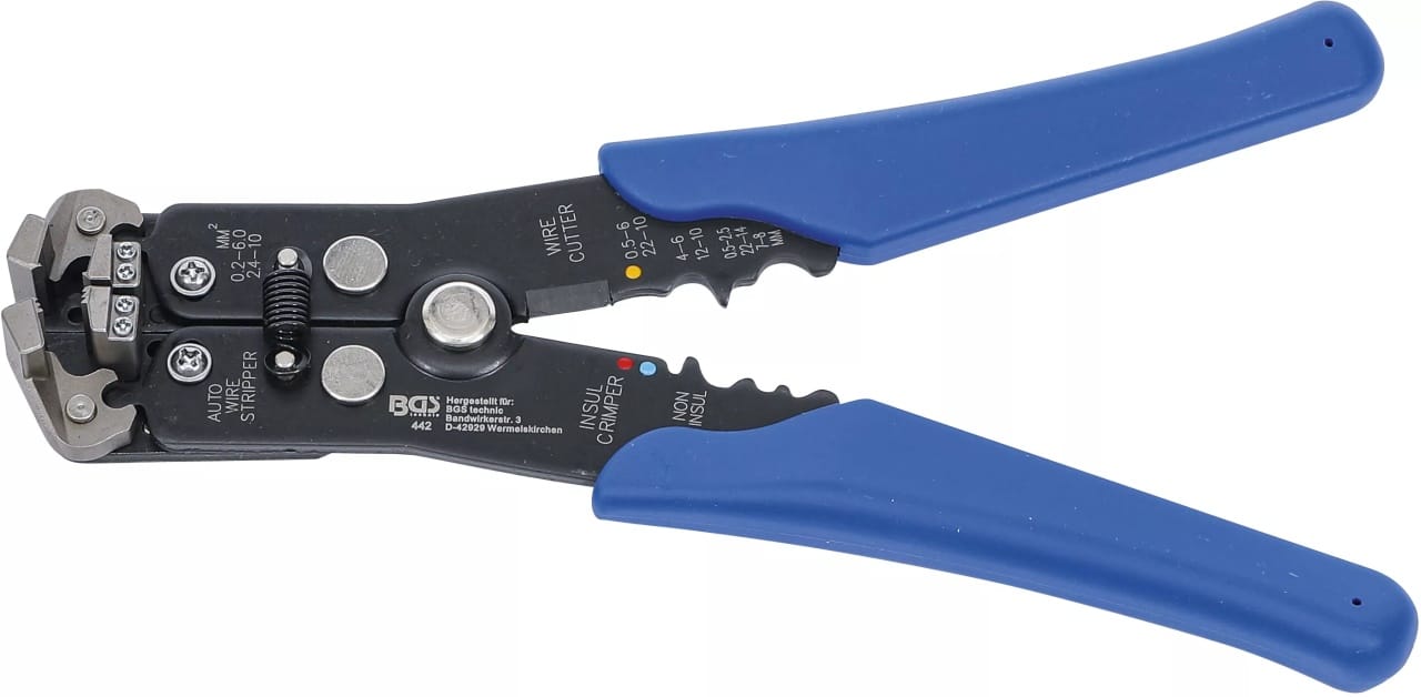 Cleste pentru dezizolat cabluri electrice, 0.13-6 mm, BGS 442 – Clesti speciali si cabluri pornire Cleste pentru dezizolat cabluri electrice, 0.13-6 mm, BGS 442 - Clesti speciali si cabluri pornire