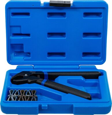 Cleste si cleme de fixare a foilor de tabla, deschidere pana la 5 mm, 11 piese, BGS 8774