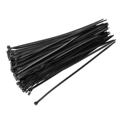 Colier plastic negru 4×300 mm, set 100 bucăți – FLOW