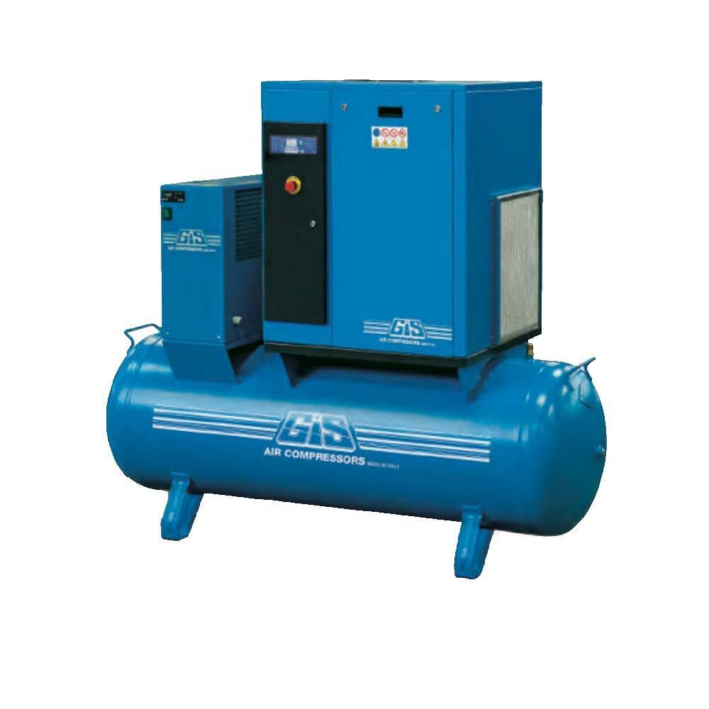 Compresor cu surub, uscator cu refrigerare si vas tampon, 500 litri, GSR15/500/ES.13, GIS AIR COMPRESSORS – In lucru Compresor cu surub, uscator cu refrigerare si vas tampon, 500 litri, GSR15/500/ES.13, GIS AIR COMPRESSORS - In lucru
