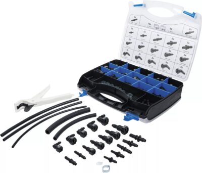 Cuple pentru filtre de motorina, mufe pentru conducte din plastic, furtun si coliere, 95 piese, BGS 6776