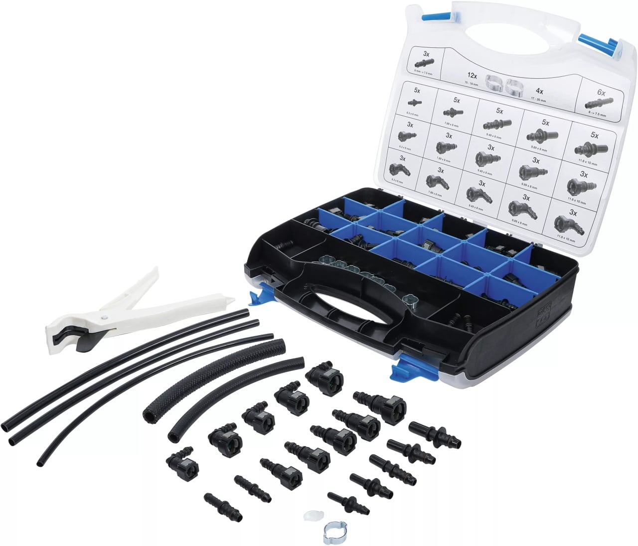 Cuple pentru filtre de motorina, mufe pentru conducte din plastic, furtun si coliere, 95 piese, BGS 6776 – Scule camioane Cuple pentru filtre de motorina, mufe pentru conducte din plastic, furtun si coliere, 95 piese, BGS 6776 - Scule camioane