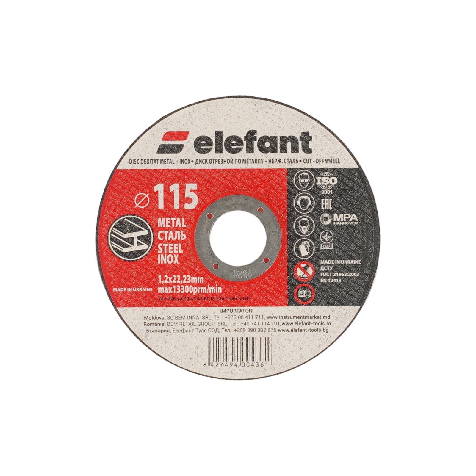 Disc abraziv pentru metal-inox ELEFANT 115*1,2*22,23 – Pachet 40 bucati – In lucru Disc abraziv pentru metal-inox ELEFANT 115*1,2*22,23 - Pachet 40 bucati - In lucru