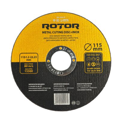 Disc abraziv pentru metal+inox ROTOR 115*1,2*22, 23 - Pachet 25 bucati
