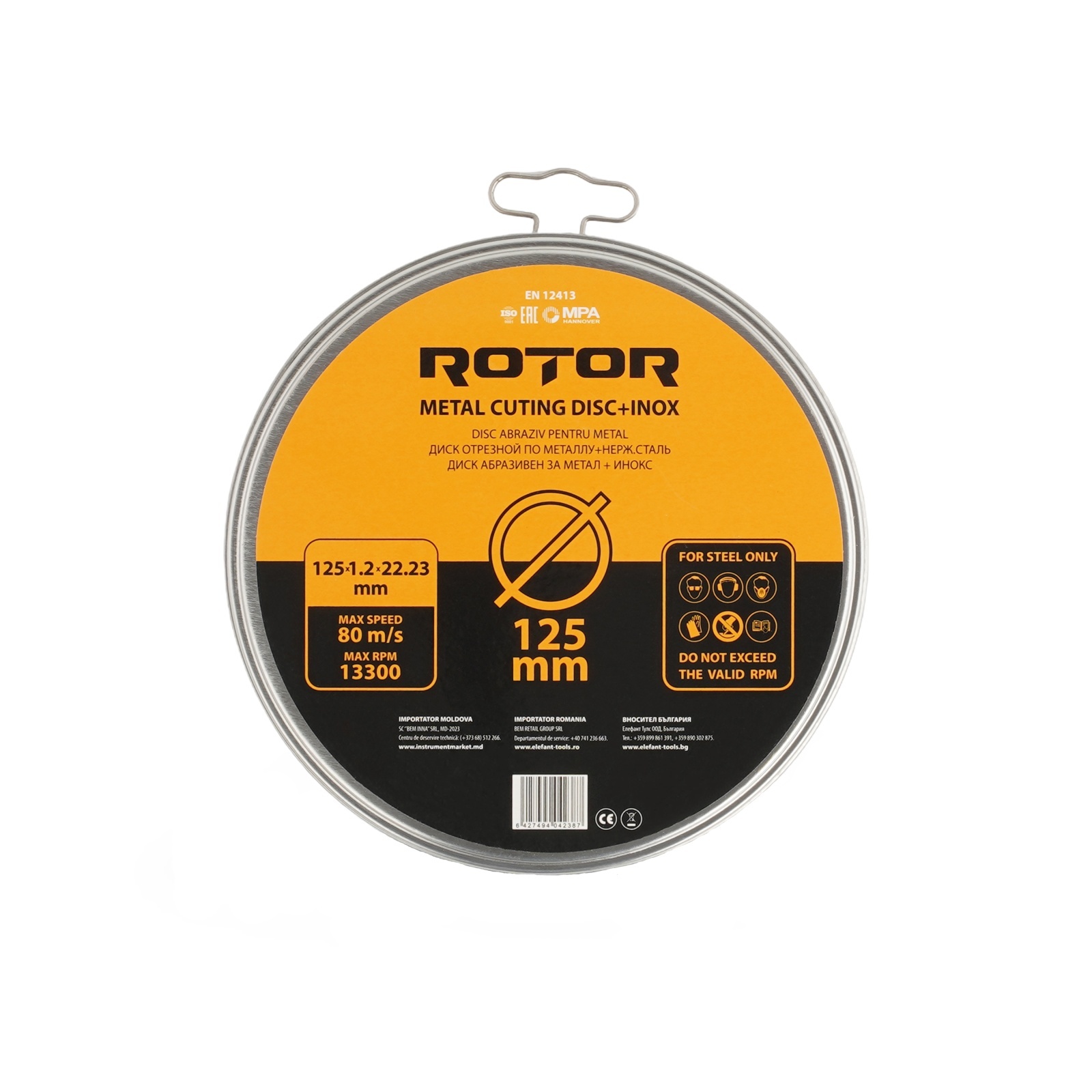 Disc abraziv pentru metal+inox ROTOR 125*1,2*22,23 – Pachet 10 bucati – In lucru Disc abraziv pentru metal+inox ROTOR 125*1,2*22,23 - Pachet 10 bucati - In lucru