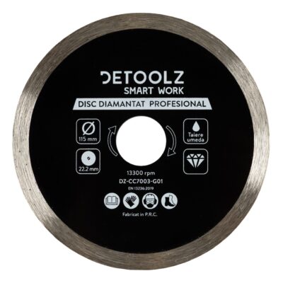Disc diamantat continuu Detoolz 115x22.2mm, taiere umeda