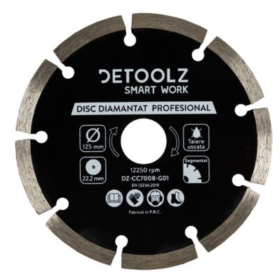 Disc diamantat segmentat Detoolz 125x22.2mm, taiere uscata