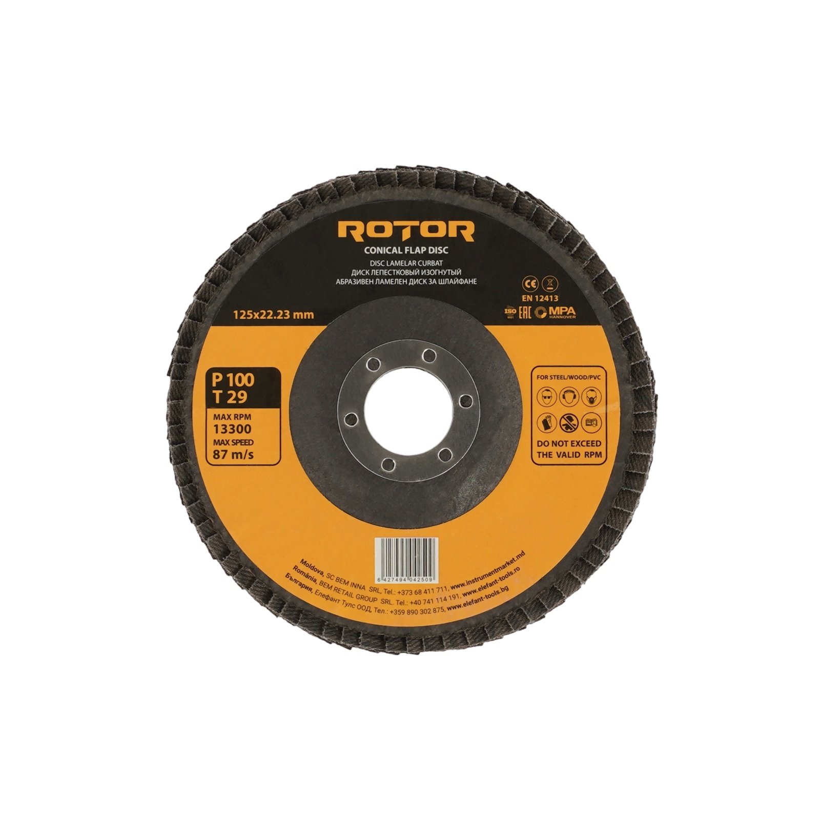 Disc lamelar curbat ROTOR 125*22,23 P100 T29 – In lucru Disc lamelar curbat ROTOR 125*22,23 P100 T29 - In lucru