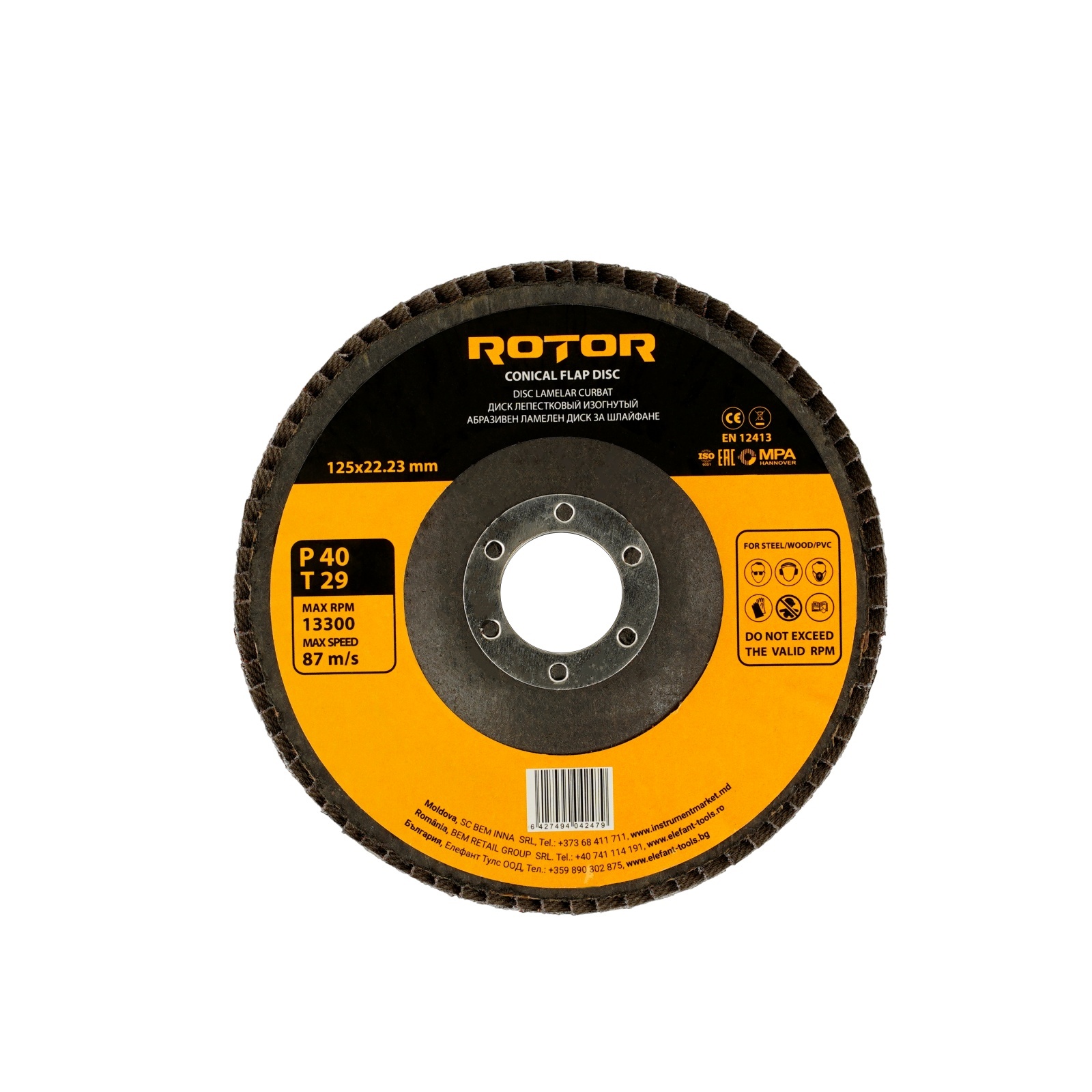 Disc lamelar curbat ROTOR 125*22,23 P40 T29 – In lucru Disc lamelar curbat ROTOR 125*22,23 P40 T29 - In lucru