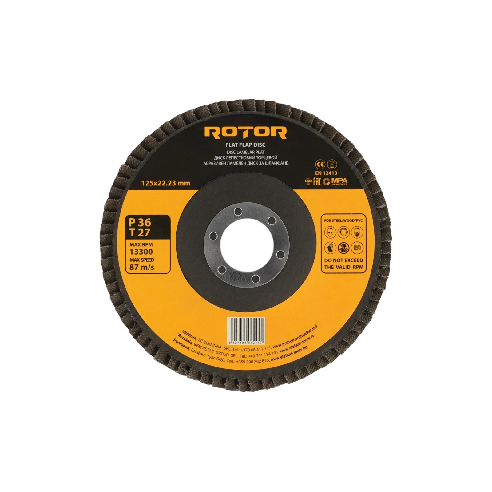 Disc lamelar plat ROTOR 125*22,23 P36 T27 – In lucru Disc lamelar plat ROTOR 125*22,23 P36 T27 - In lucru