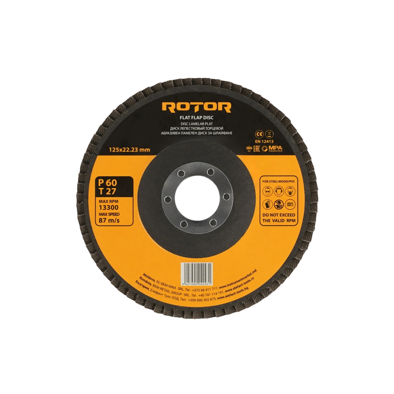 Disc lamelar plat ROTOR 125*22,23 P60 T27 – In lucru Disc lamelar plat ROTOR 125*22,23 P60 T27 - In lucru